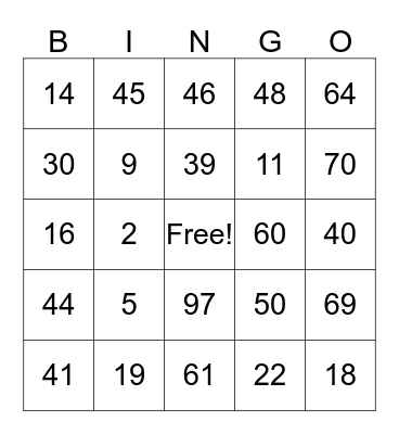 BIRTHDAY BINGO Card