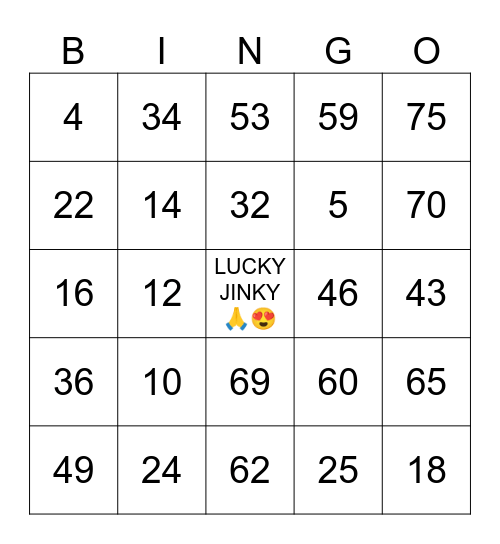 LUCKY LADY 💃 Bingo Card