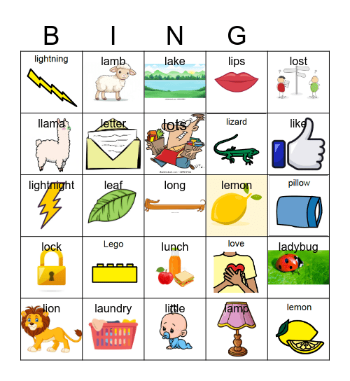 L Sound Bingo Card