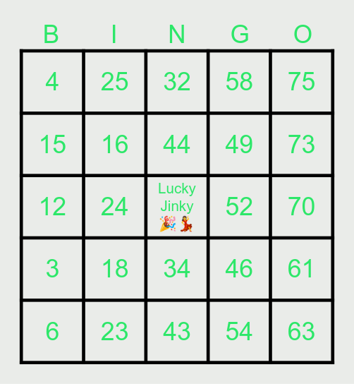 LUCKY LADY 💃 Bingo Card