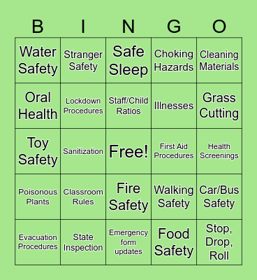 Hazard Bingo Card