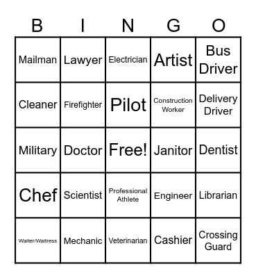 Career Bingo Card