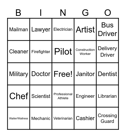 Career Bingo Card