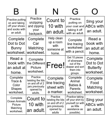 Homework Bingo- Group 3 Bingo Card