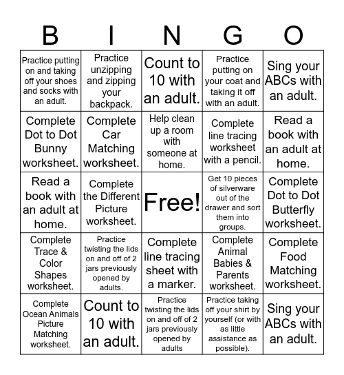 Homework Bingo- Group 3 Bingo Card