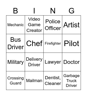 Career Bingo Card