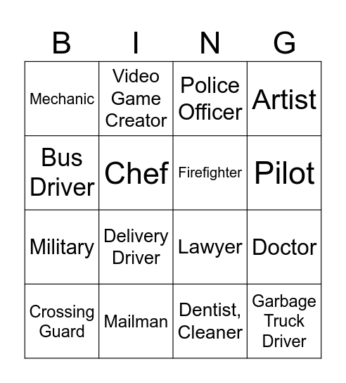 Career Bingo Card