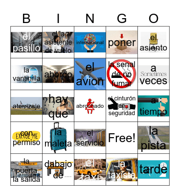 en avion Bingo Card