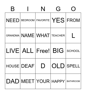 ASL Fall Semester Review Bingo Card
