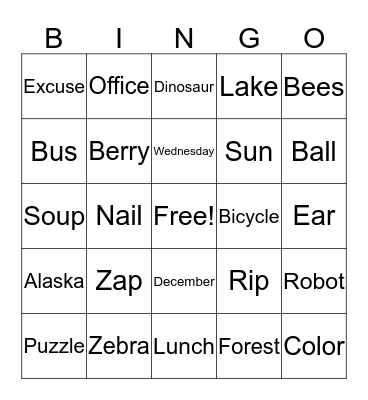 Articulation Bingo z, s, l, r Bingo Card