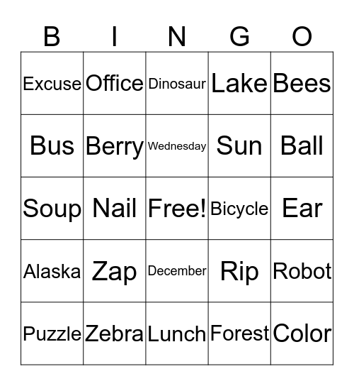 Articulation Bingo z, s, l, r Bingo Card