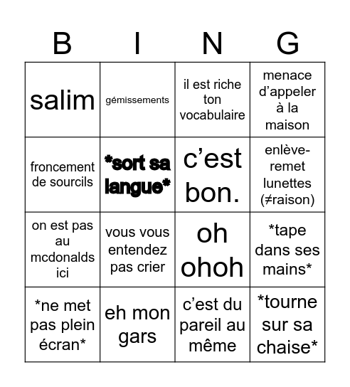 allet Bingo Card