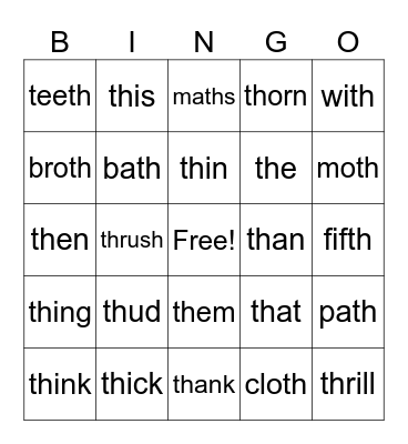 th Bingo Card