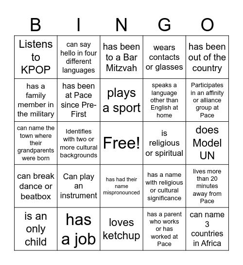 Connection & Belonging Bingo Card