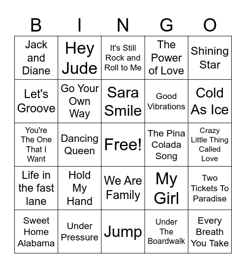 SINGO Bingo Card