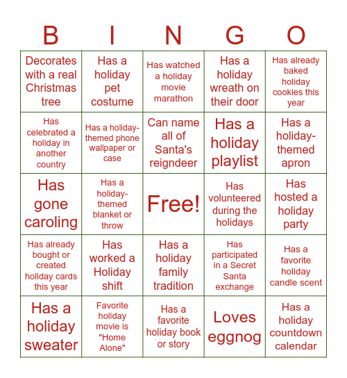 Bingo Bells Bingo Card