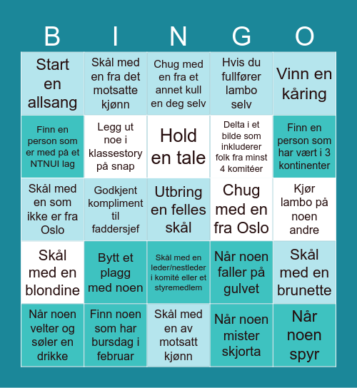 Eksamensfest Bingo Card