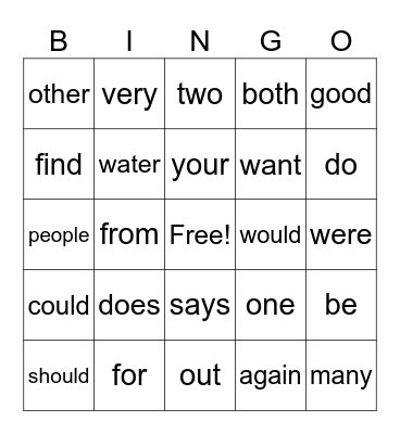 Mastery Test 5 Bingo Card