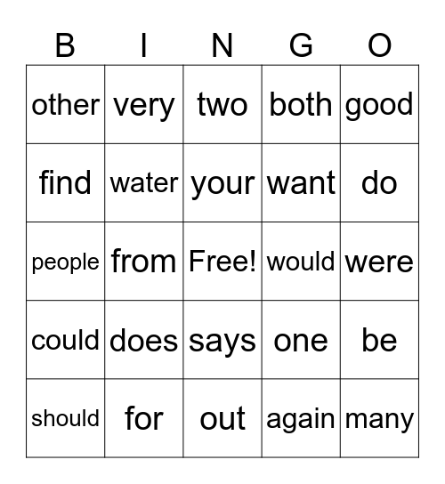 Mastery Test 5 Bingo Card