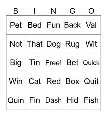 My Cat Fin Bingo Card