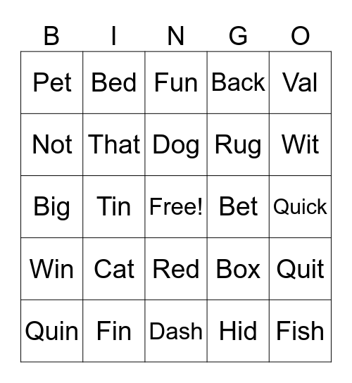 My Cat Fin Bingo Card