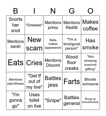 Nattys bingo Card