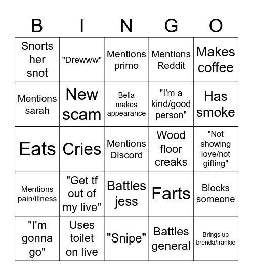 Nattys bingo Card