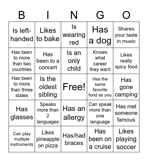 Icebreaker Bingo: Find Someone Who Bingo Card