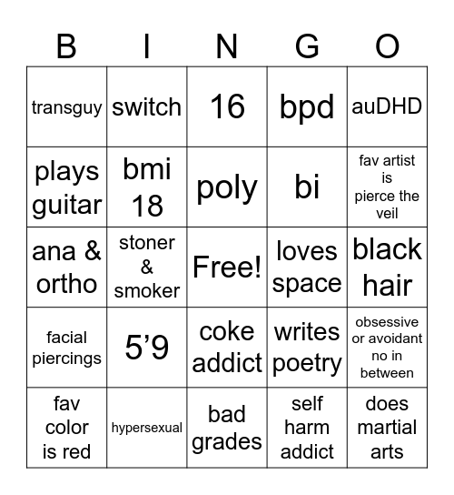 mars’ bingo :3 Bingo Card