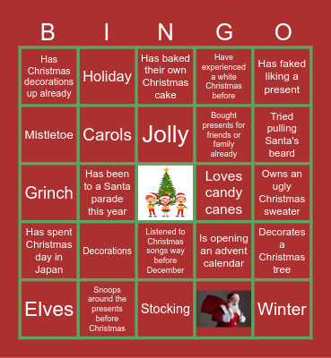 Virtual Christmas Bingo Card