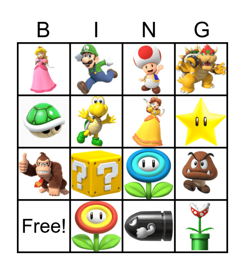 Super Mario Bingo Card