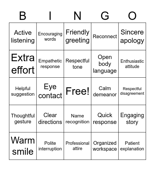 "Beyond the Smile" Bingo Card