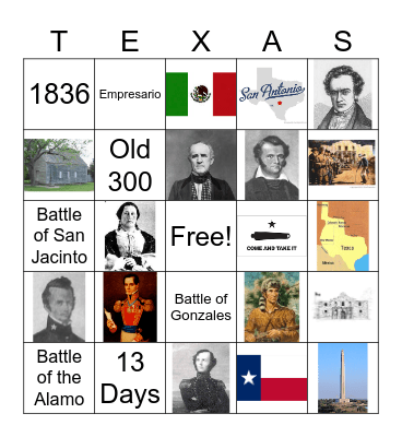 TEXAS REVOLUTION Bingo Card