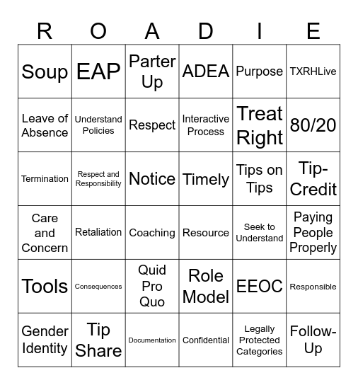 RESPECT at Legendary Learning Bingo Card