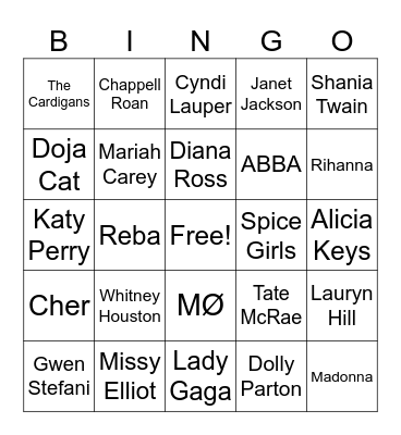 SNC Softball Christmas Party Female Icons Bingo Card