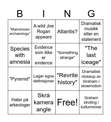Ancient Apocolypse Hatewatch Bingo Card