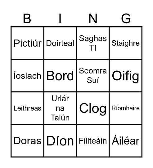 Mo Theach Bingo Card