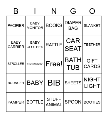 BABY SHOWER Bingo Card