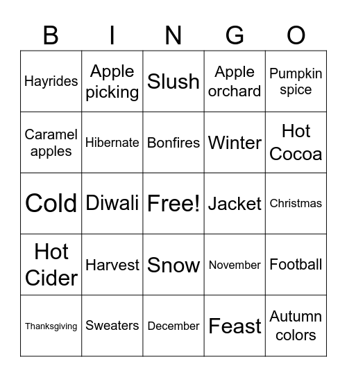 RIVERSOURCE FALL BINGO Card