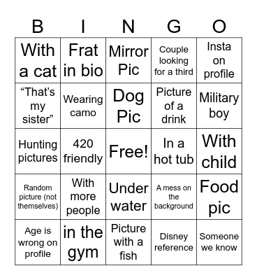 Tinder Bingo Card