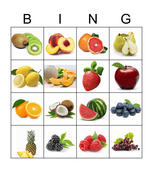 FRUIT Bingo Card