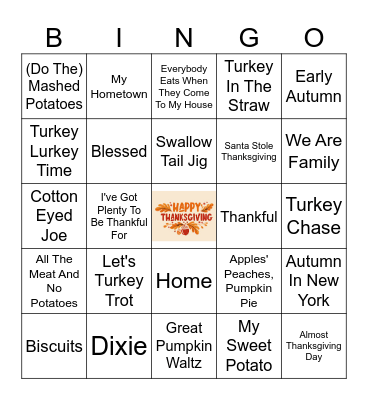 The Thanksgiving Party Bingo Card