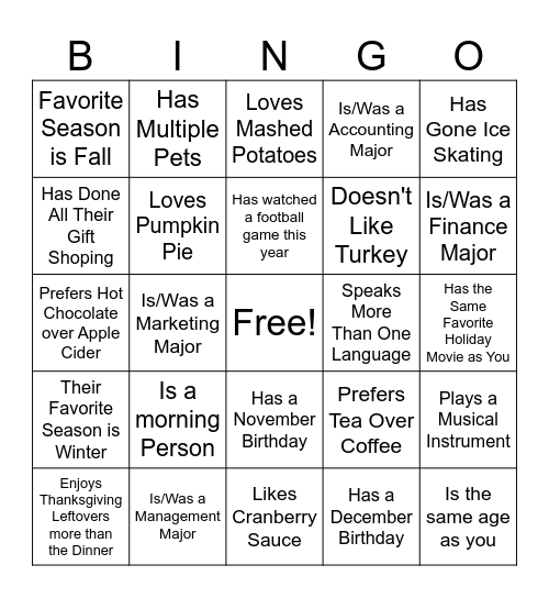 Networking Bingo Card