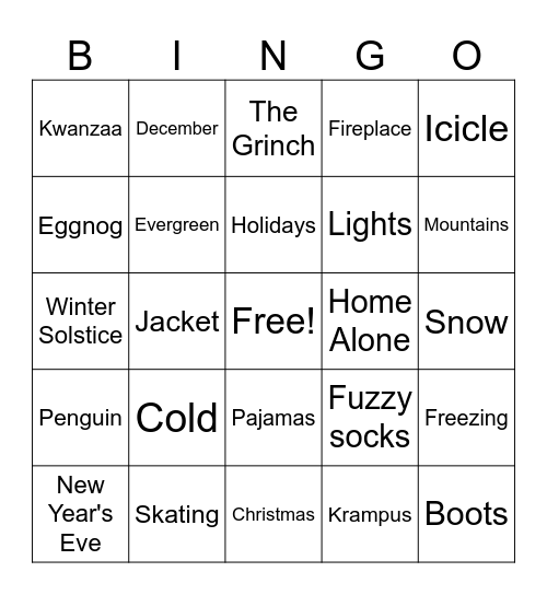 Winter Bingo Card