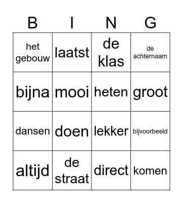 Kennismaken Disk 1 Bingo Card