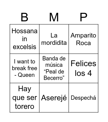 B.M. Peal de Becerro Bingo Card