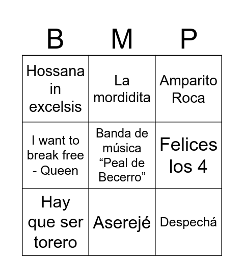 B.M. Peal de Becerro Bingo Card