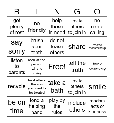 RESPECT BINGO Card