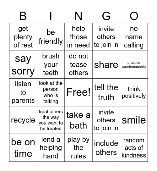 RESPECT BINGO Card