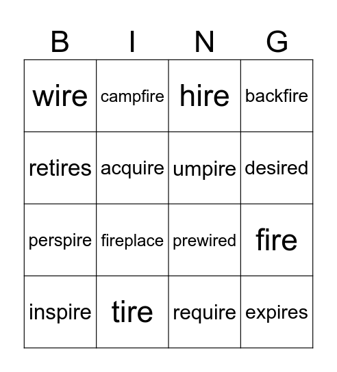 ire Bingo Card